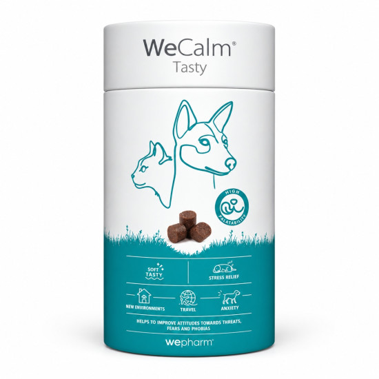 WeCalm Tasty – Supliment Calmant cu Gust Plăcut pentru Câini și Pisici, 30 Comprimate Masticabile – WePharm